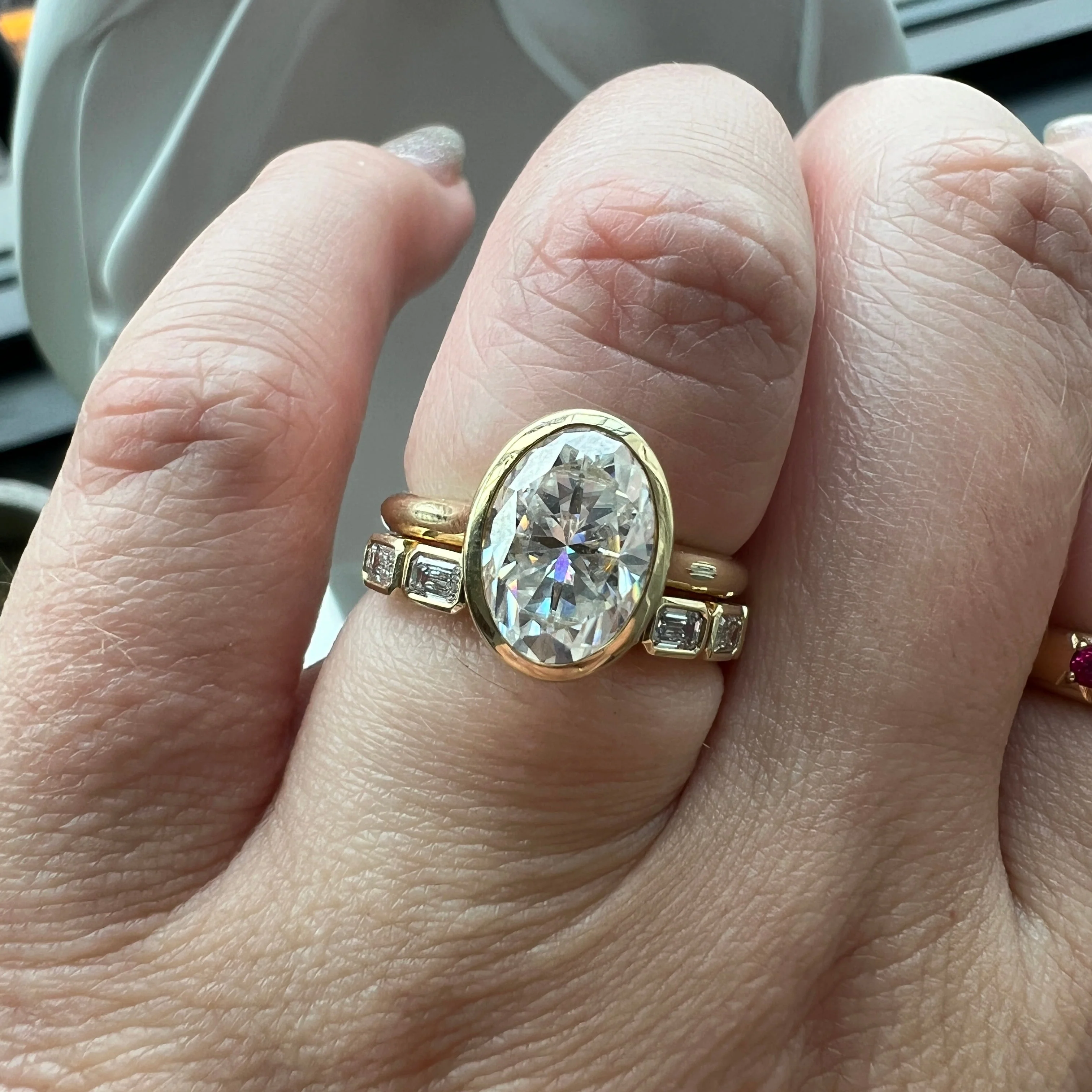 Oslo Emerald Cut Half Eternity Band - Image 7